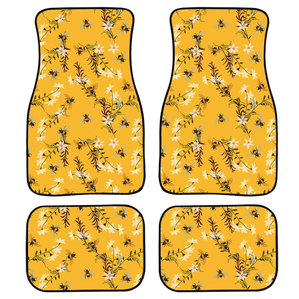 Bee Drawing Pattern Print Front And Back Car Floor Mats/ Front Car Mat
