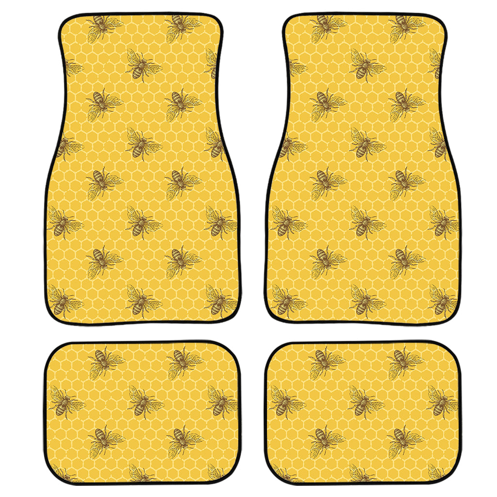 Bee Honeycomb Pattern Print Front And Back Car Floor Mats/ Front Car Mat
