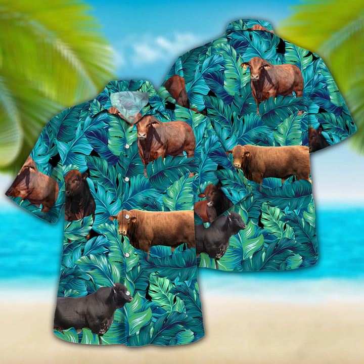 Beefmaster Cattle Lovers Hawaiian Shirt/ Cow Hawaiian shirt vintage flower/ Short Sleeve Hawaiian Aloha Shirt for men/ Women