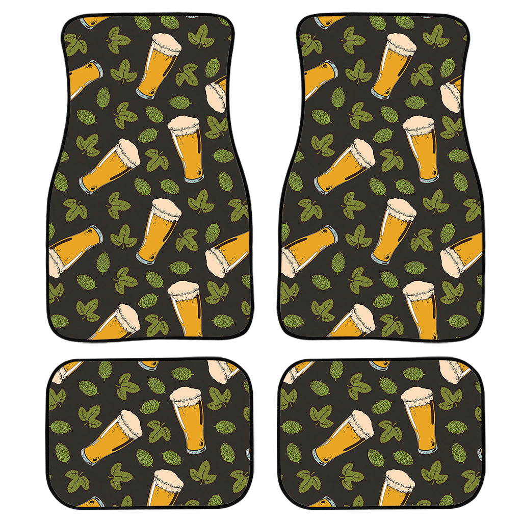 Beer Hop Cone And Leaf Pattern Print Front And Back Car Floor Mats/ Front Car Mat