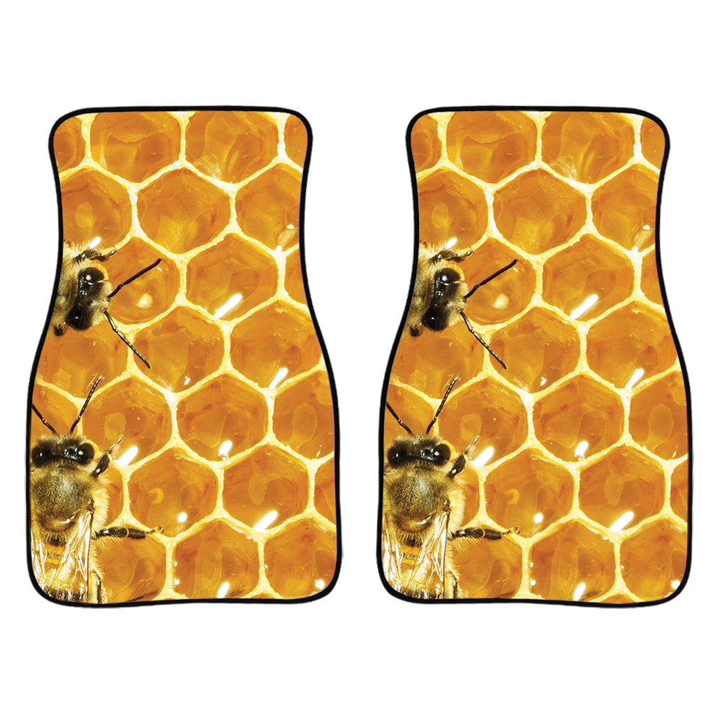 Bees And Honeycomb Print Front And Back Car Floor Mats/ Front Car Mat