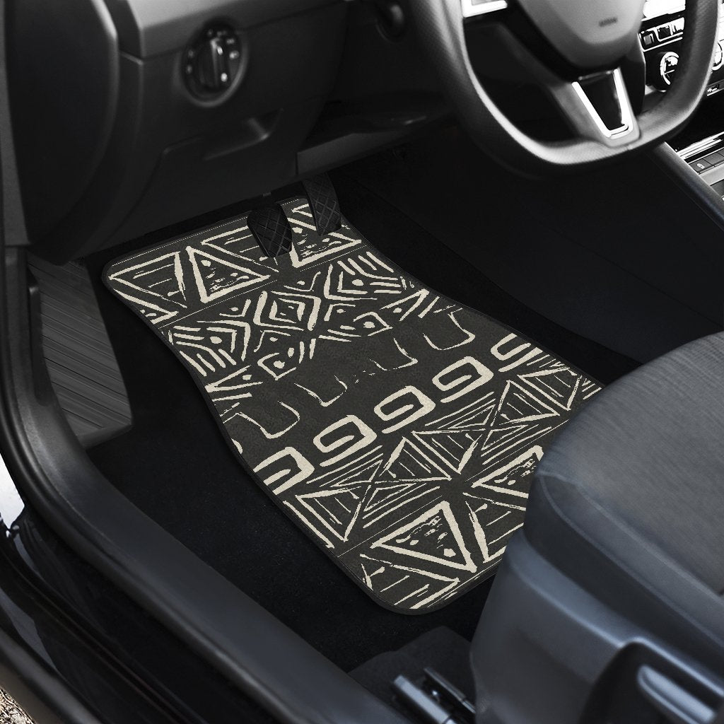 Beige Aztec Pattern Print Front And Back Car Floor Mats/ Front Car Mat