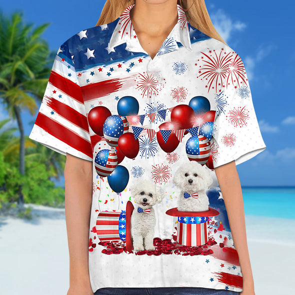 Bichon frise Independence Day Hawaiian Shirt for men and women/ 4th of july hawaiian shirt