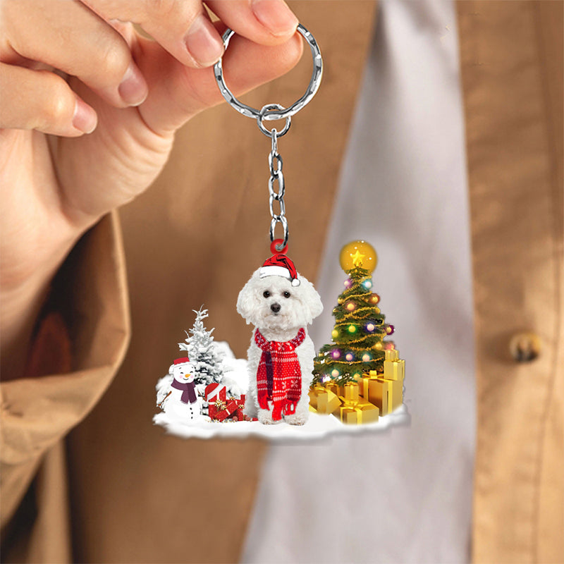 Bichon Frise Early Merry Christmas Acrylic Keychain Dog Keychain