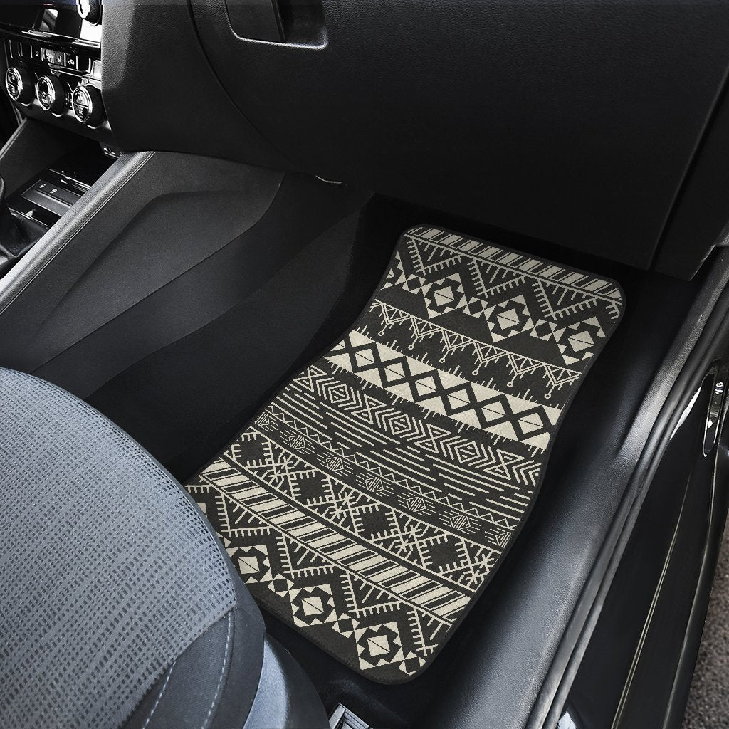 Black And Beige Aztec Pattern Print Front And Back Car Floor Mats/ Front Car Mat