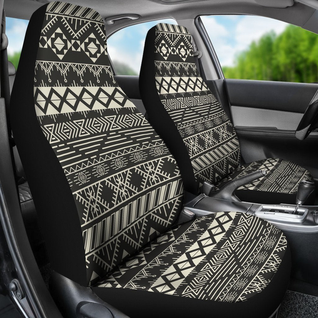 Black And Beige Aztec Pattern Print Universal Fit Car Seat Covers