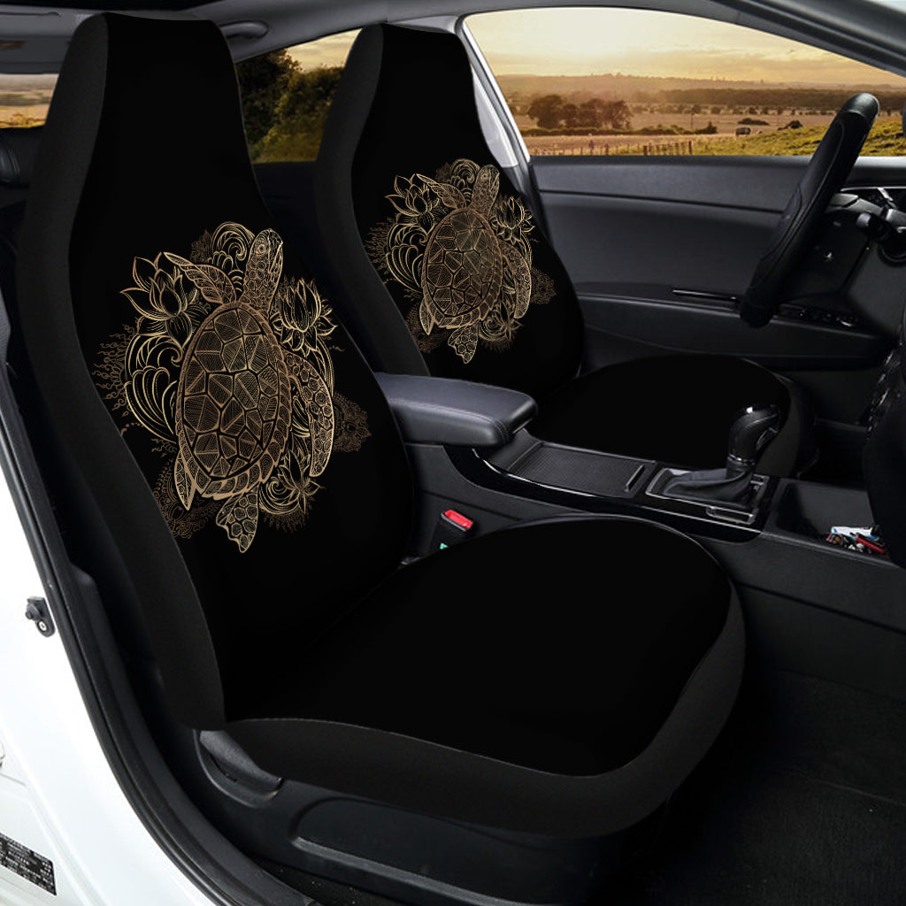 Black And Gold Sea Turtle Print Universal Fit Car Seat Covers