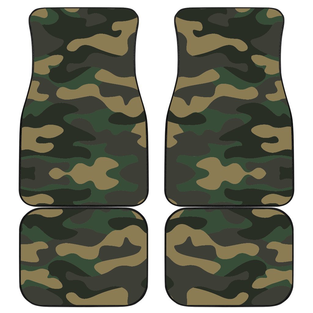 Black And Green Camouflage Print Front And Back Car Floor Mats/ Front Car Mat