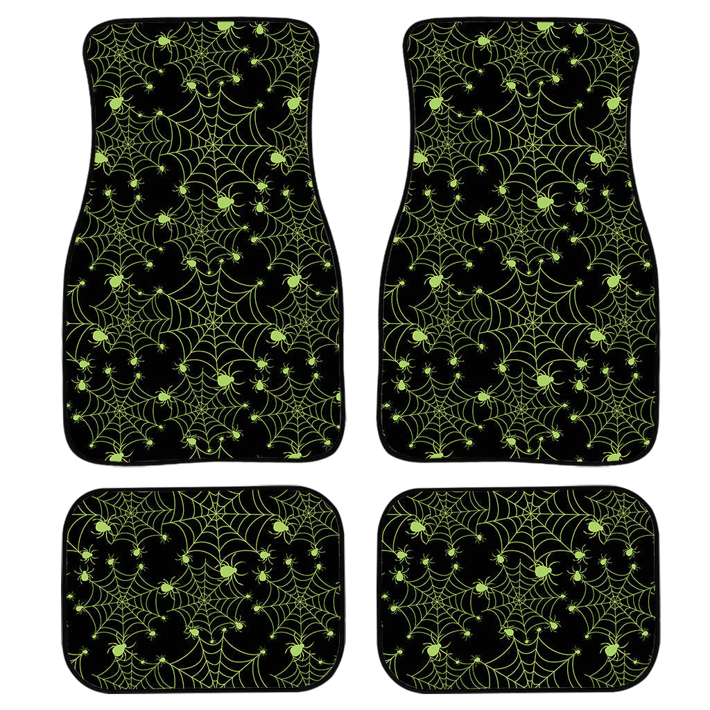 Black And Green Spider Web Pattern Print Front And Back Car Floor Mats/ Front Car Mat