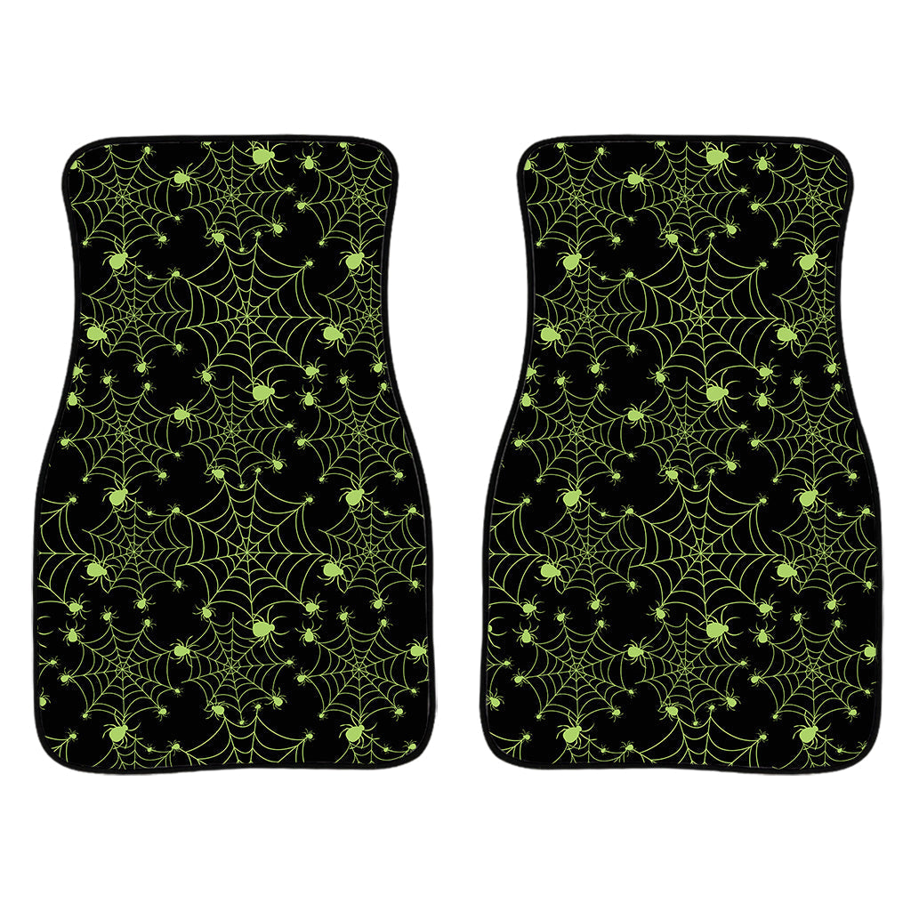 Black And Green Spider Web Pattern Print Front And Back Car Floor Mats/ Front Car Mat