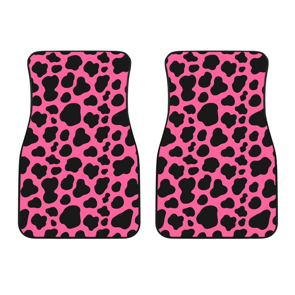 Black And Hot Pink Cow Print Front And Back Car Floor Mats/ Front Car Mat