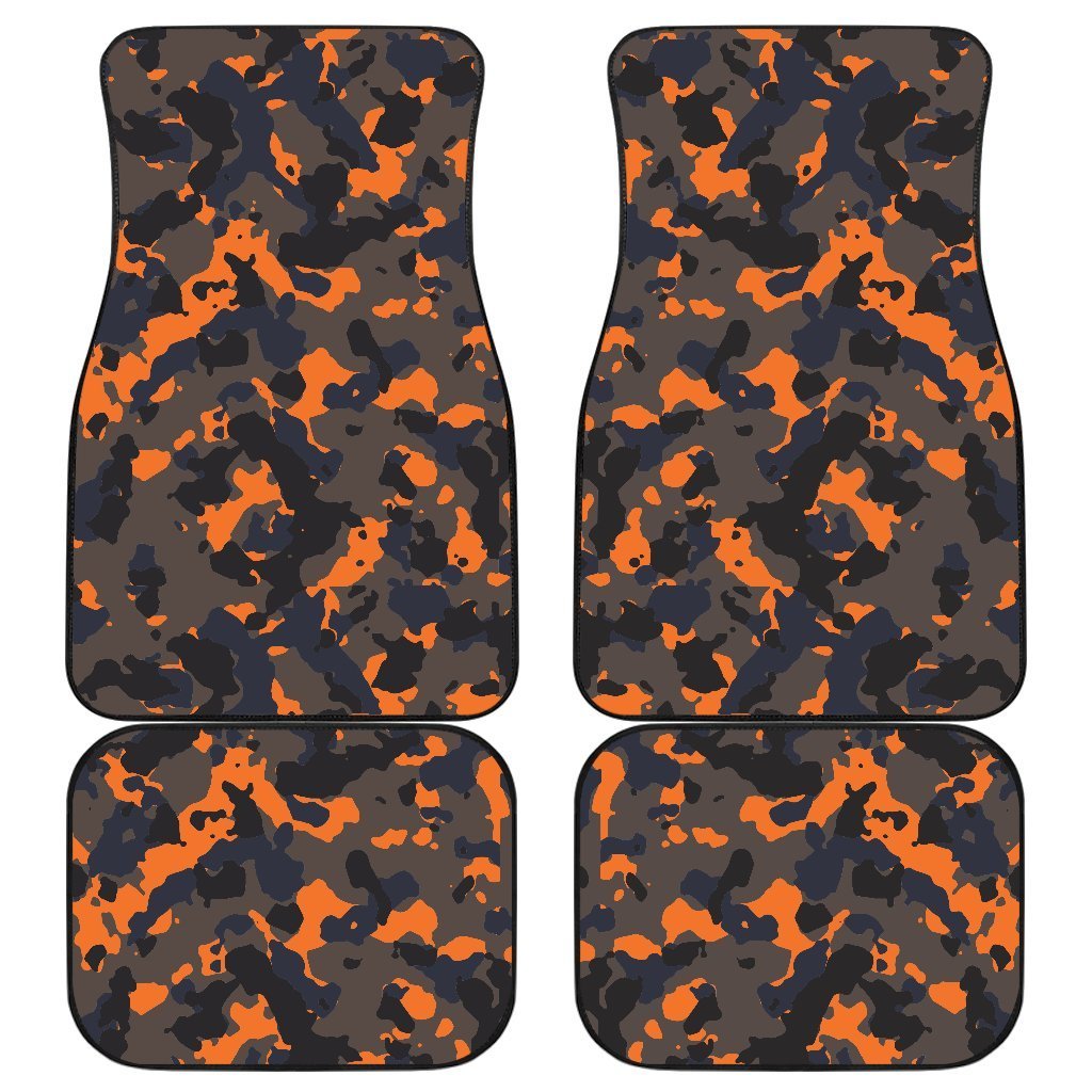 Black And Orange Camouflage Print Front And Back Car Floor Mats/ Front Car Mat