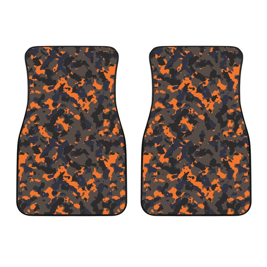 Black And Orange Camouflage Print Front And Back Car Floor Mats/ Front Car Mat