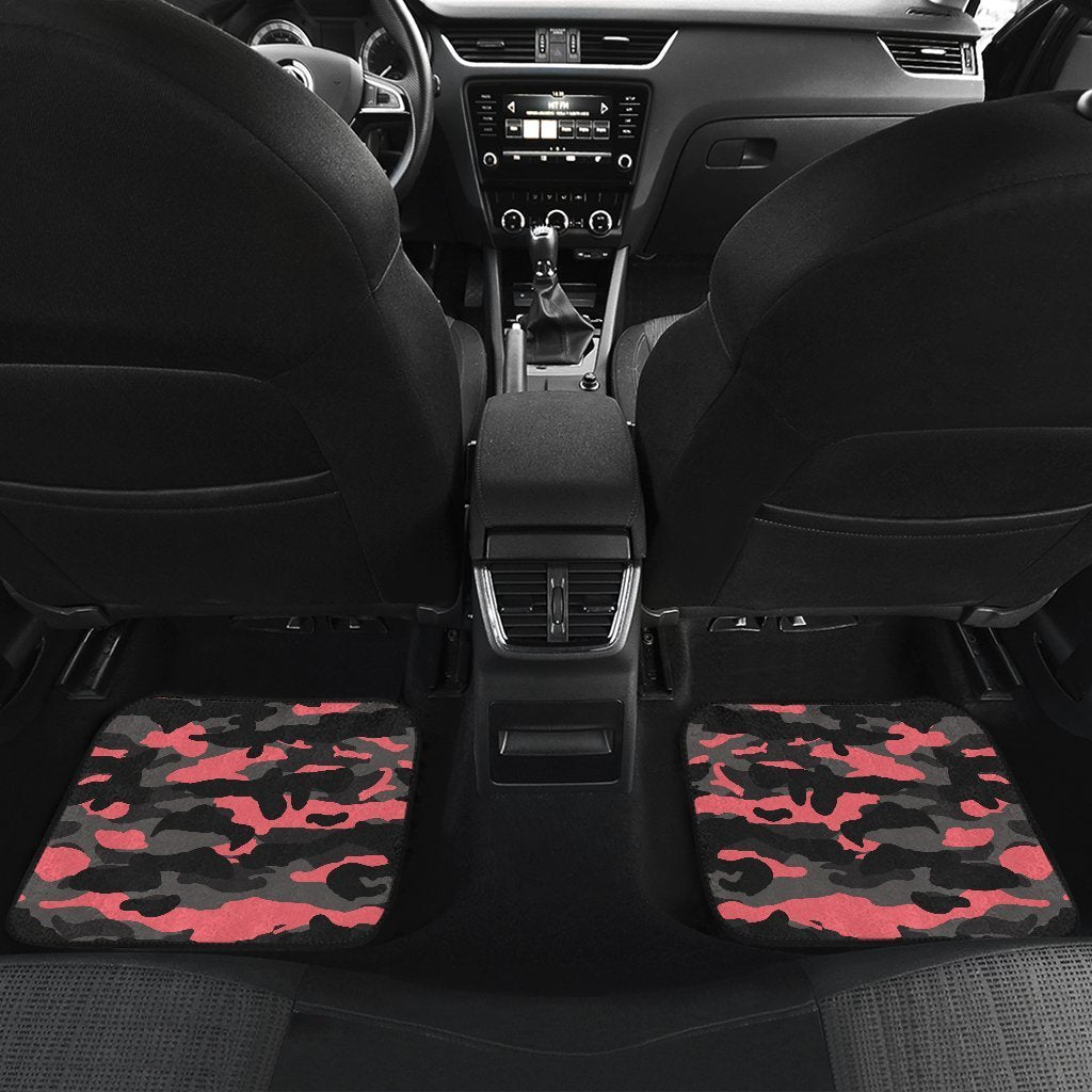 Black And Pink Camouflage Print Front And Back Car Floor Mats/ Front Car Mat