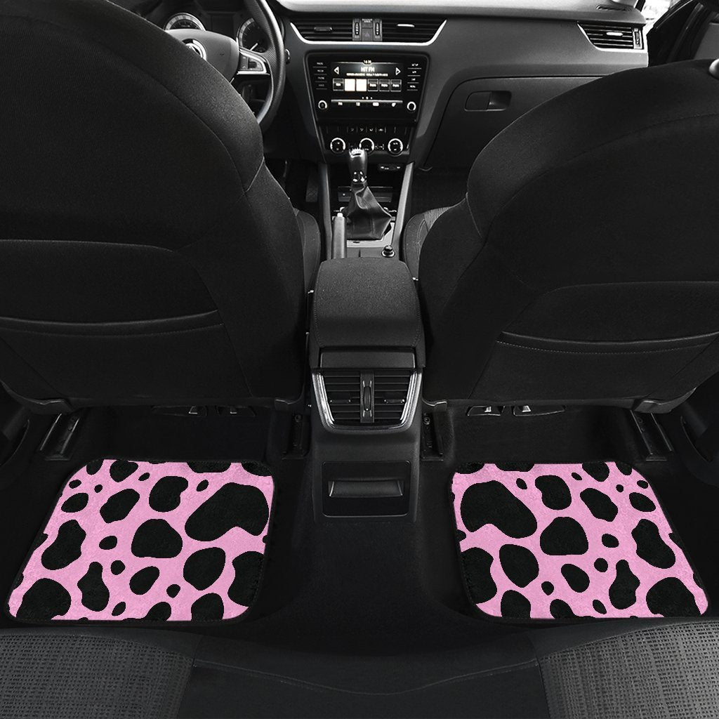 Black And Pink Cow Print Front And Back Car Floor Mats/ Front Car Mat