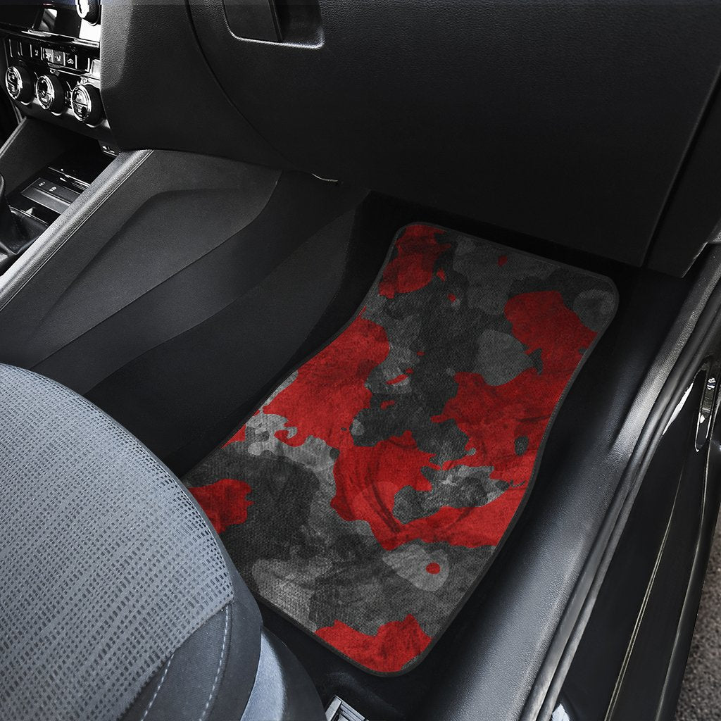 Black And Red Camouflage Print Front And Back Car Floor Mats/ Front Car Mat