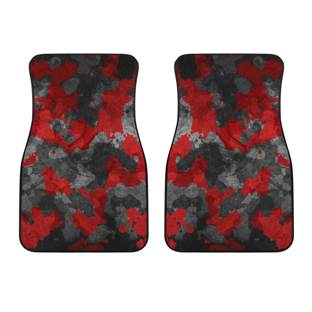 Black And Red Camouflage Print Front And Back Car Floor Mats/ Front Car Mat