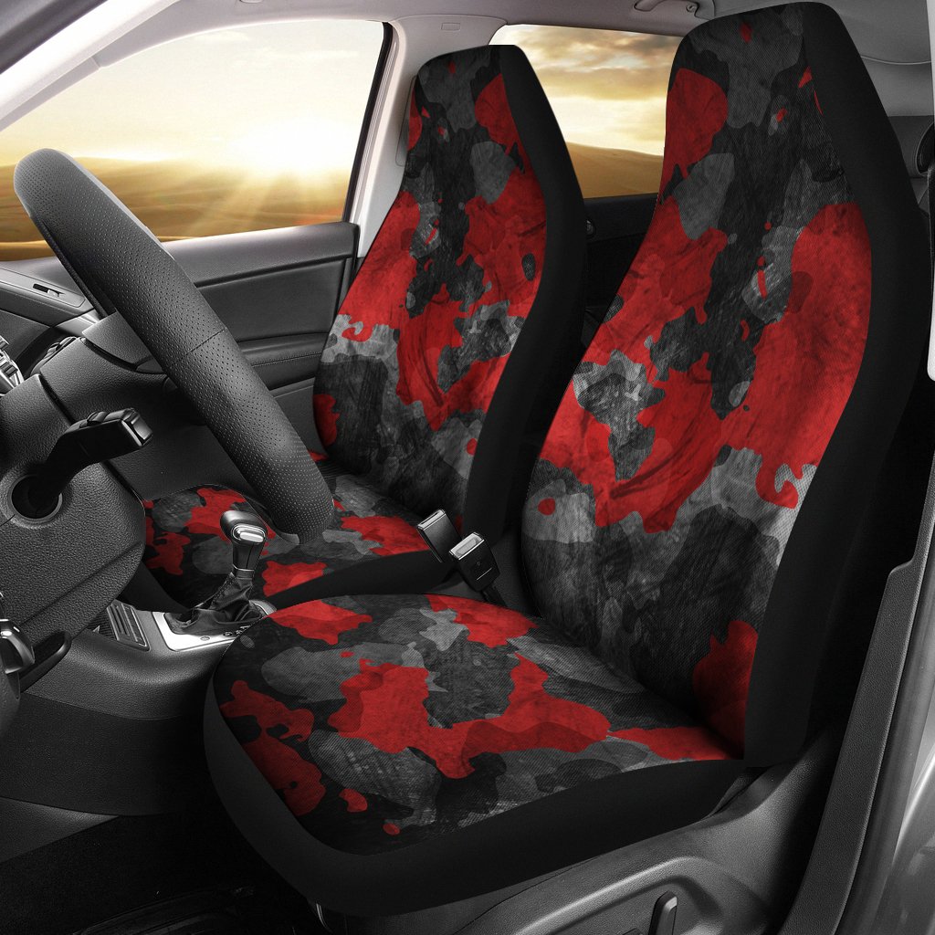 Black And Red Camouflage Print Universal Fit Car Seat Covers