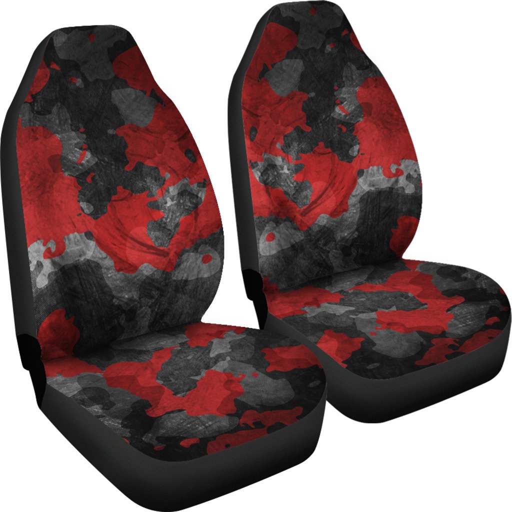 Black And Red Camouflage Print Universal Fit Car Seat Covers