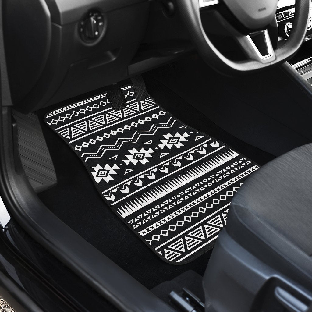 Black And White Aztec Pattern Print Front And Back Car Floor Mats/ Front Car Mat
