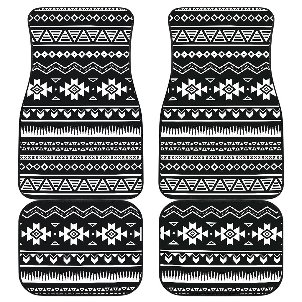 Black And White Aztec Pattern Print Front And Back Car Floor Mats/ Front Car Mat