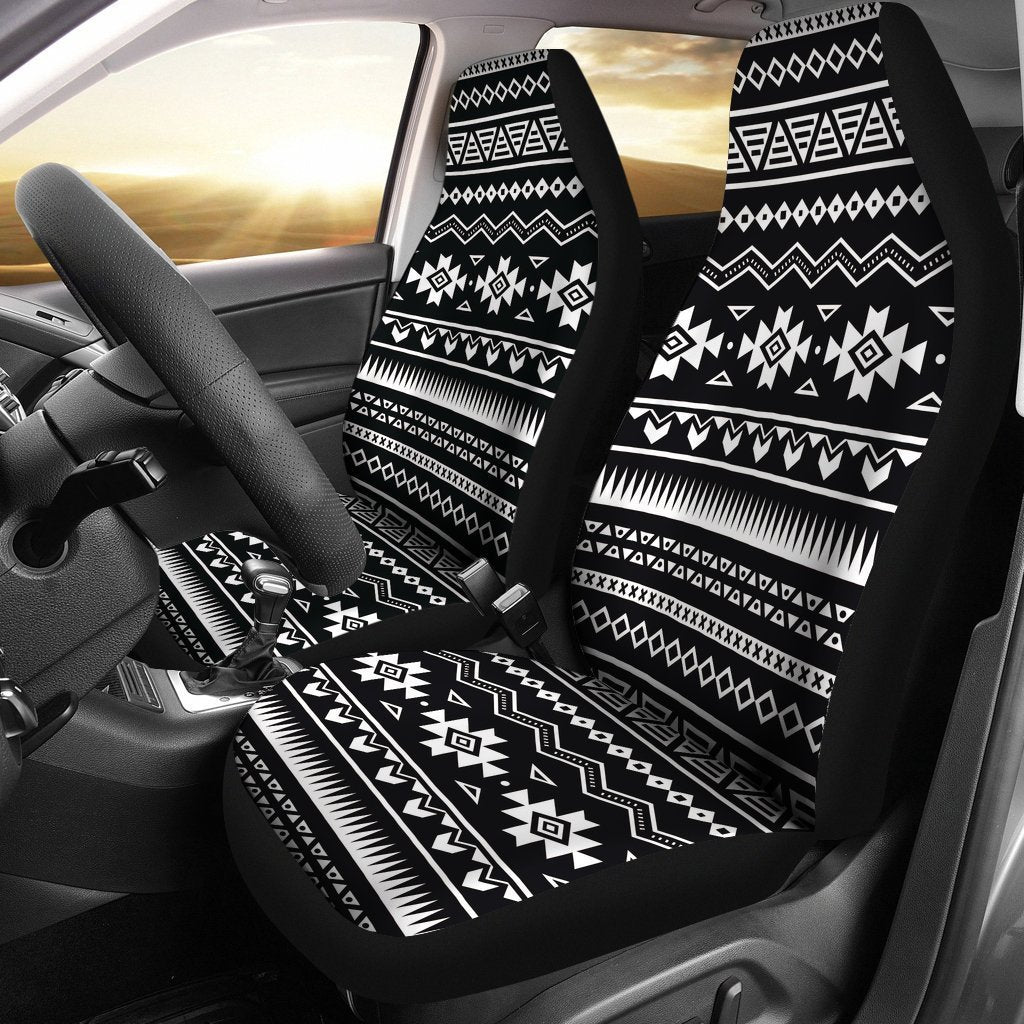 Black And White Aztec Pattern Print Universal Fit Car Seat Covers
