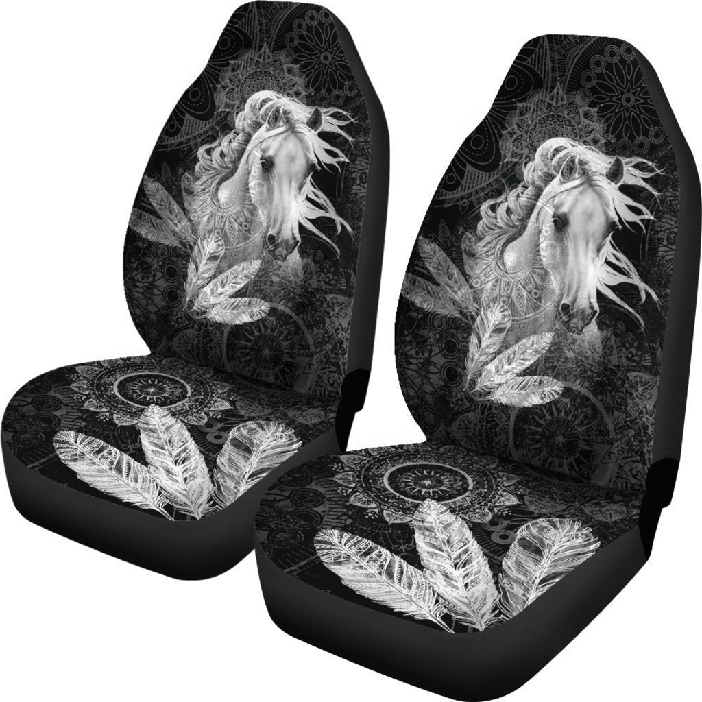 Black And White Boho Horse Universal Fit Car Seat Covers