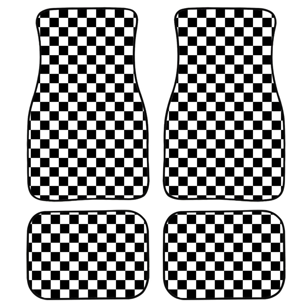 Black And White Checkered Pattern Print Front And Back Car Floor Mats/ Front Car Mat