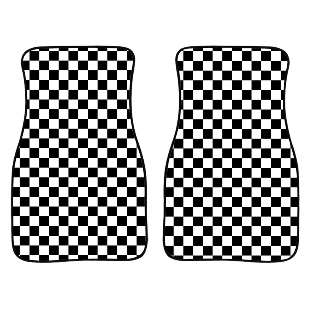 Black And White Checkered Pattern Print Front And Back Car Floor Mats/ Front Car Mat