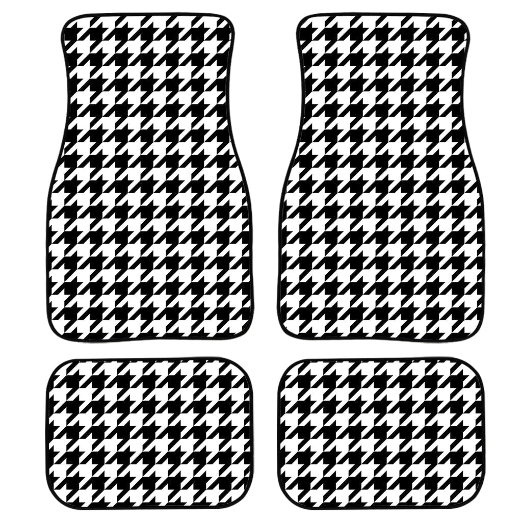 Black And White Houndstooth Print Front And Back Car Floor Mats/ Front Car Mat