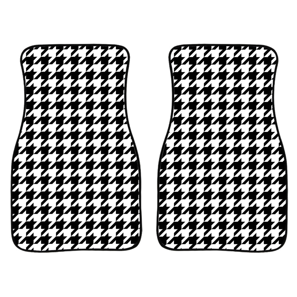 Black And White Houndstooth Print Front And Back Car Floor Mats/ Front Car Mat