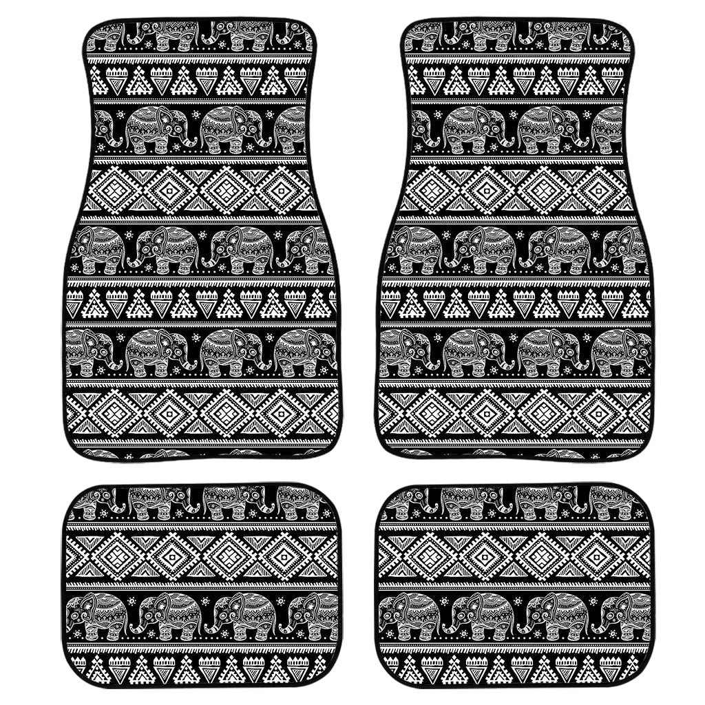 Black And White Indian Elephant Print Front And Back Car Floor Mats/ Front Car Mat
