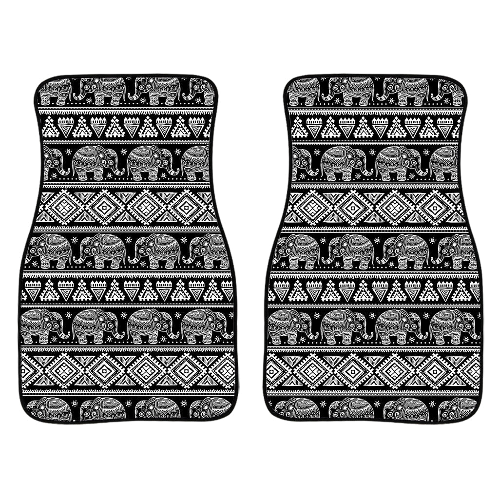 Black And White Indian Elephant Print Front And Back Car Floor Mats/ Front Car Mat