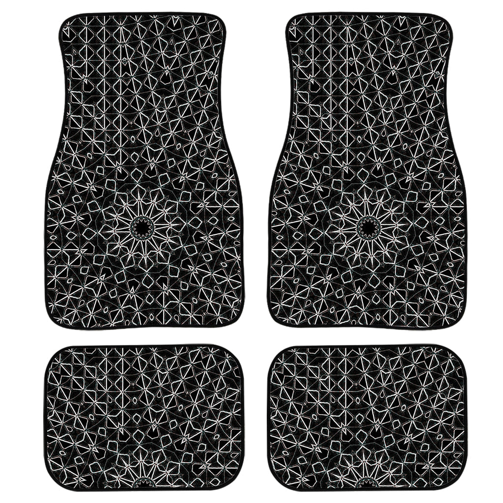 Black And White Kaleidoscope Print Front And Back Car Floor Mats/ Front Car Mat