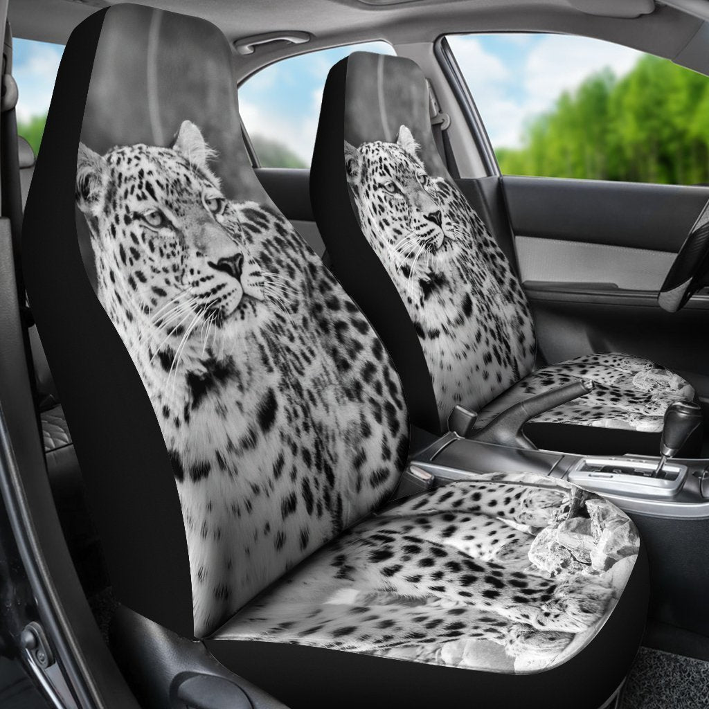 Black And White Leopard Universal Fit Car Seat Covers