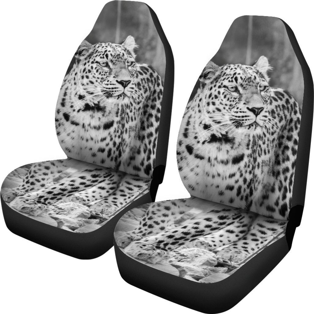 Black And White Leopard Universal Fit Car Seat Covers