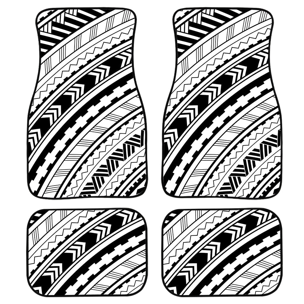 Black And White Maori Polynesian Print Front And Back Car Floor Mats/ Front Car Mat
