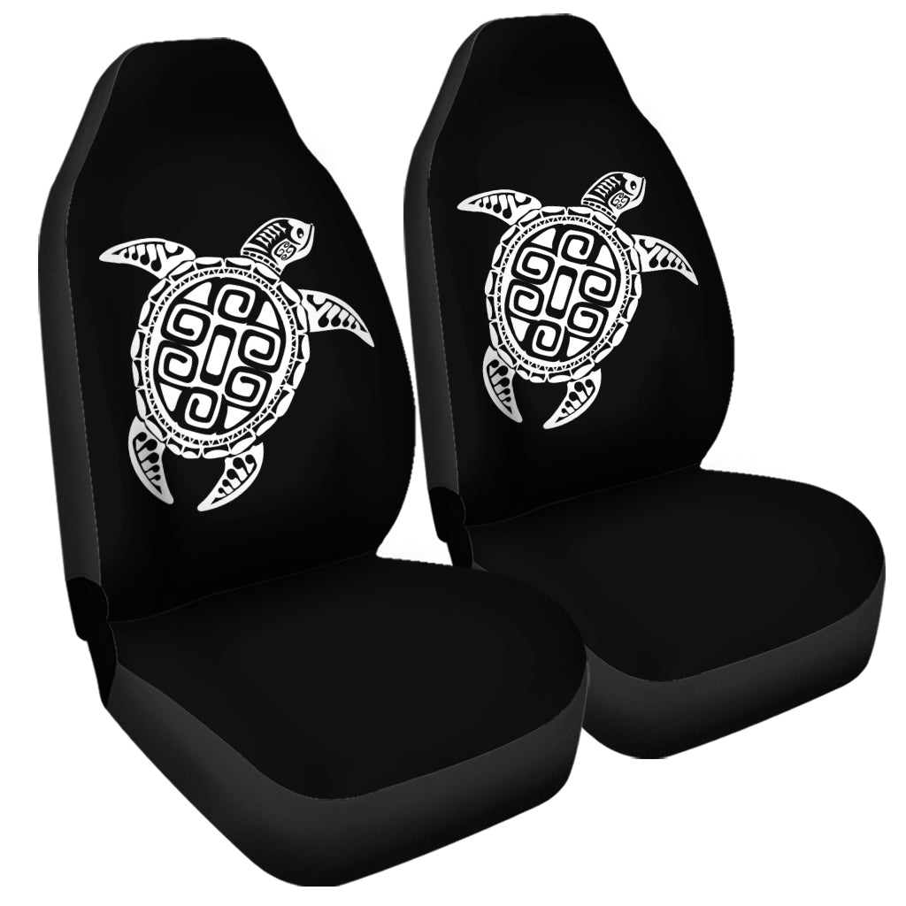 Black And White Maori Sea Turtle Print Universal Fit Car Seat Covers