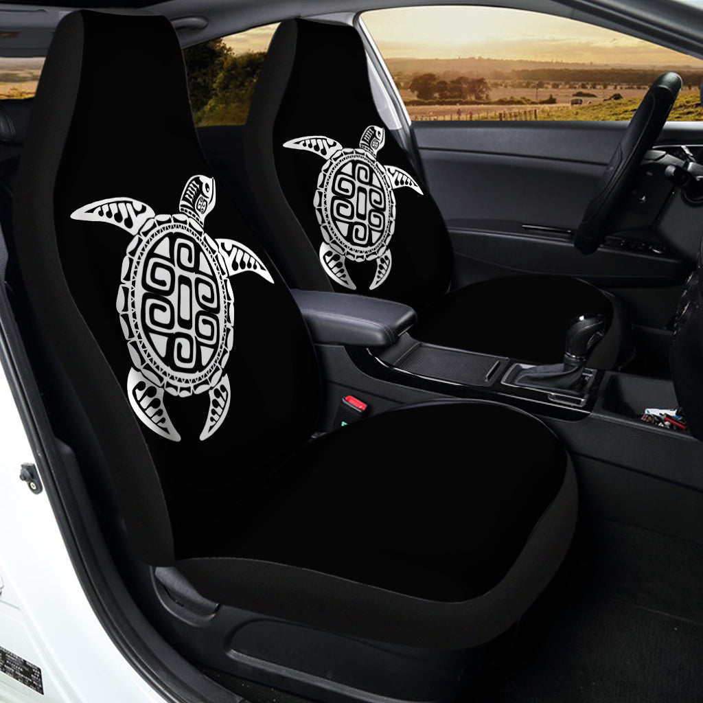 Black And White Maori Sea Turtle Print Universal Fit Car Seat Covers