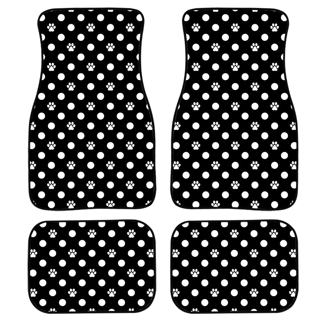 Black And White Paw And Polka Dot Print Front And Back Car Floor Mats/ Front Car Mat