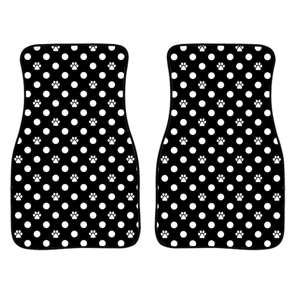 Black And White Paw And Polka Dot Print Front And Back Car Floor Mats/ Front Car Mat