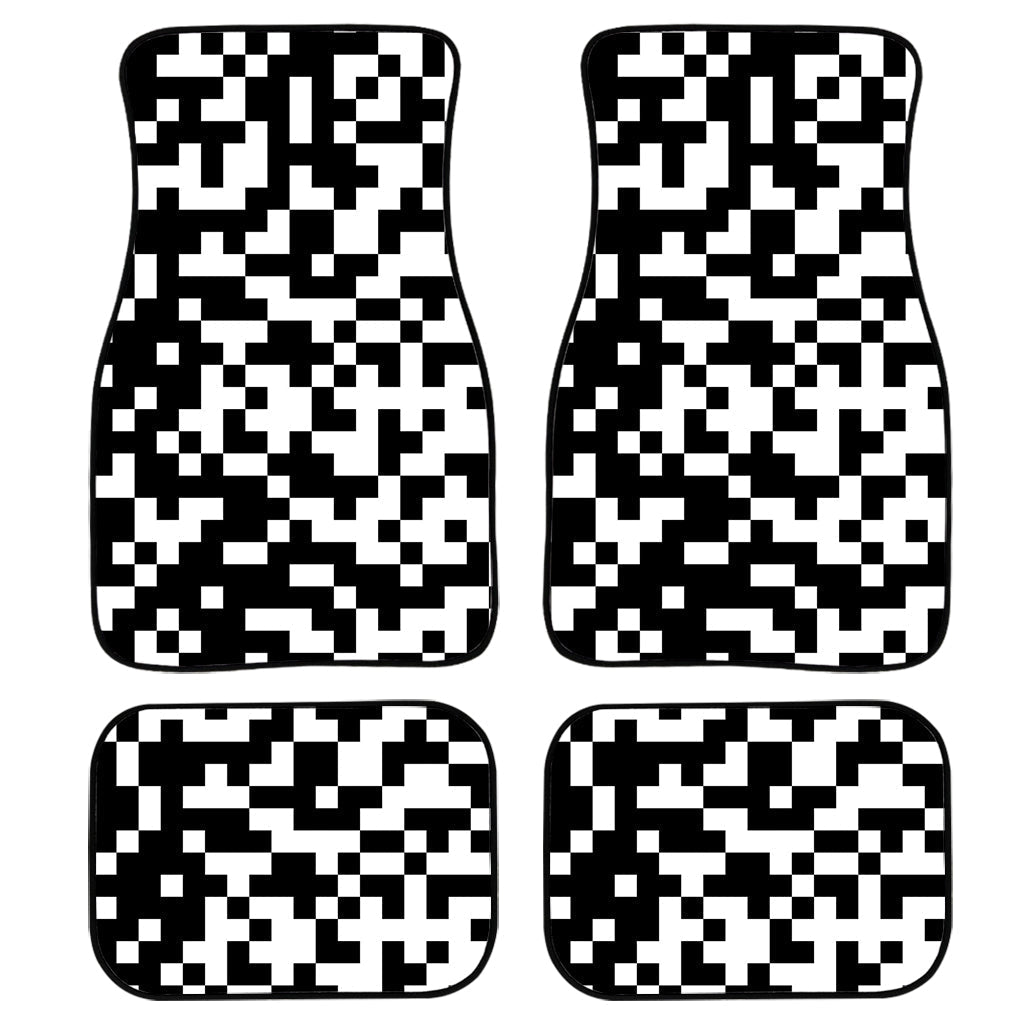 Black And White Pixel Pattern Print Front And Back Car Floor Mats/ Front Car Mat
