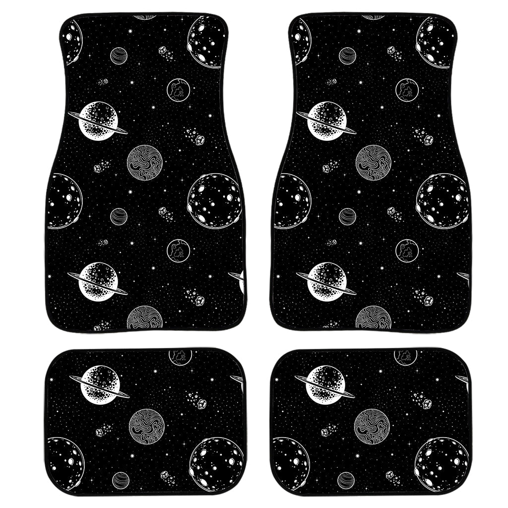 Black And White Planets Pattern Print Front And Back Car Floor Mats/ Front Car Mat