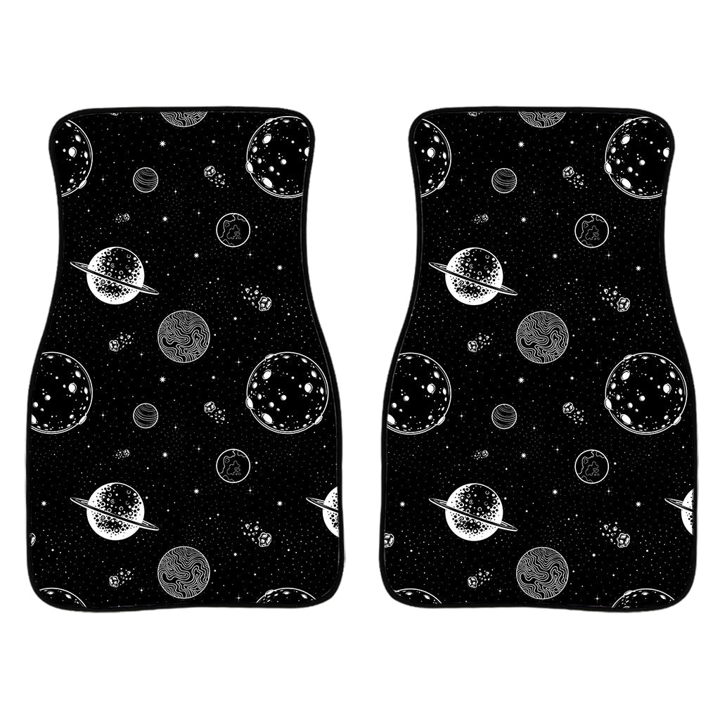 Black And White Planets Pattern Print Front And Back Car Floor Mats/ Front Car Mat
