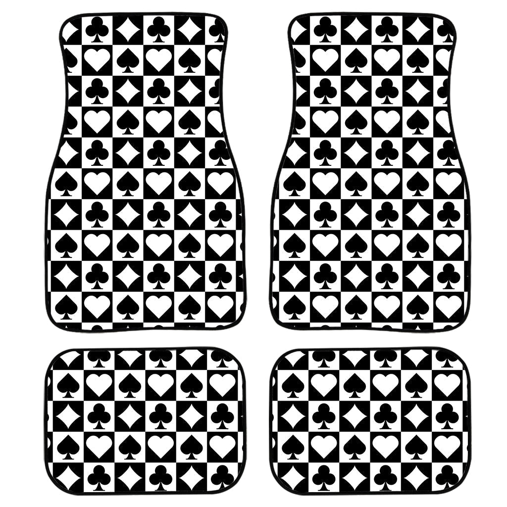 Black And White Playing Card Suits Print Front And Back Car Floor Mats/ Front Car Mat