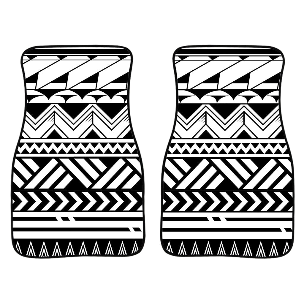 Black And White Polynesian Pattern Print Front And Back Car Floor Mats/ Front Car Mat