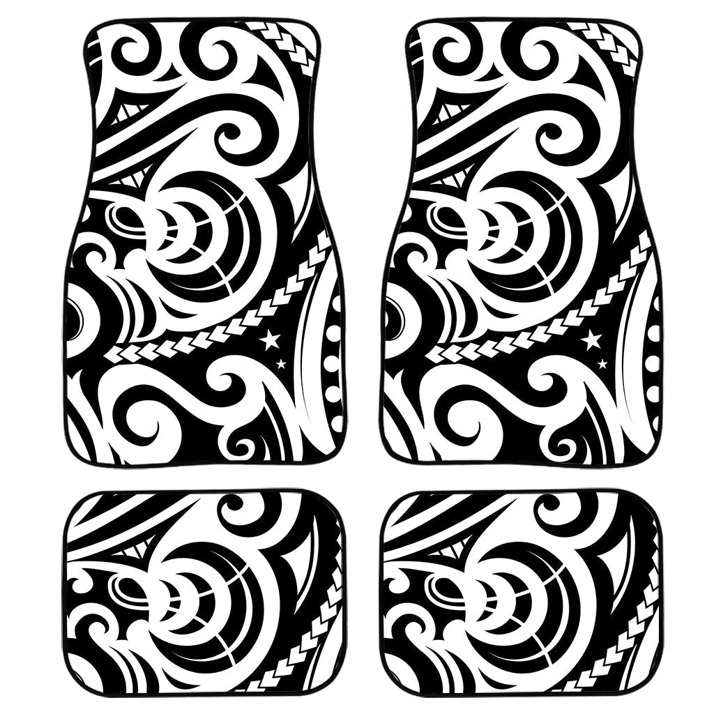 Black And White Polynesian Tattoo Print Front And Back Car Floor Mats/ Front Car Mat
