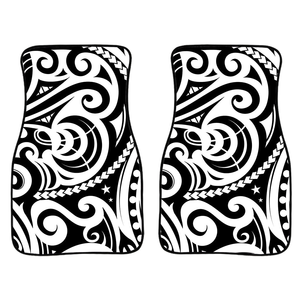 Black And White Polynesian Tattoo Print Front And Back Car Floor Mats/ Front Car Mat