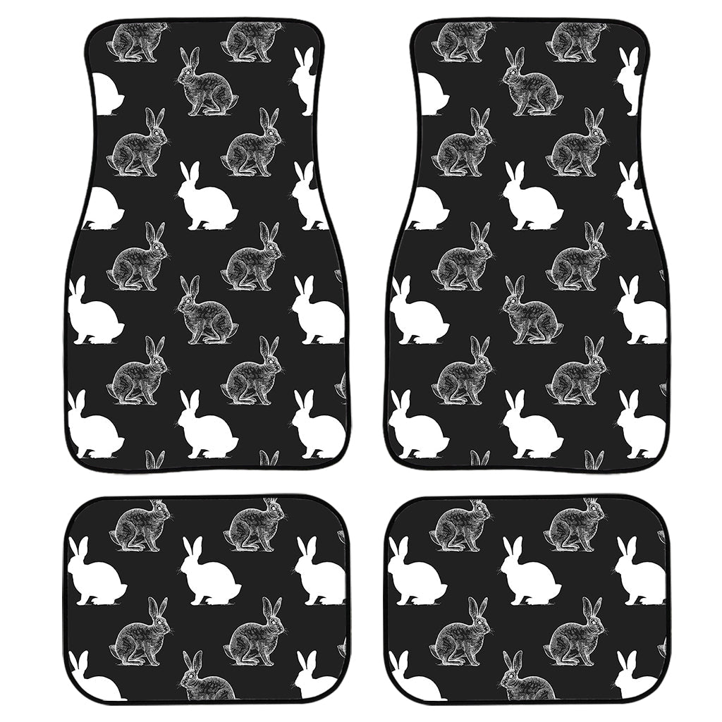 Black And White Rabbit Pattern Print Front And Back Car Floor Mats/ Front Car Mat