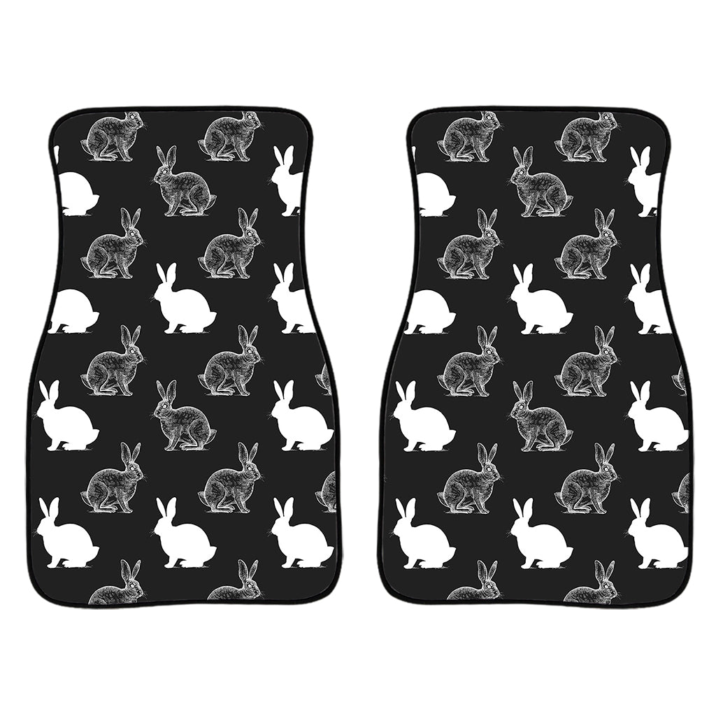 Black And White Rabbit Pattern Print Front And Back Car Floor Mats/ Front Car Mat
